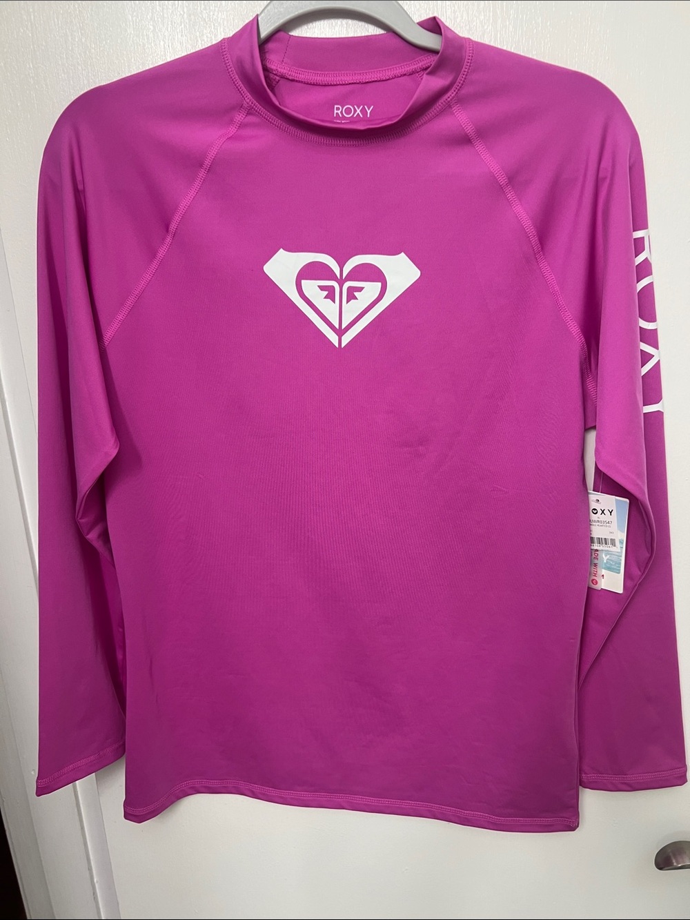 Roxy Women's Pink Whole Hearted Long Sleeve Rash Guard UPF 50 Size XL NWT